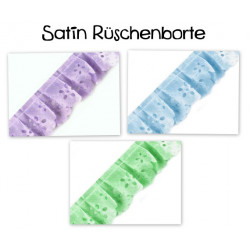 Satin Rüschenborte Breite 25 mm - flieder hellblau mint
